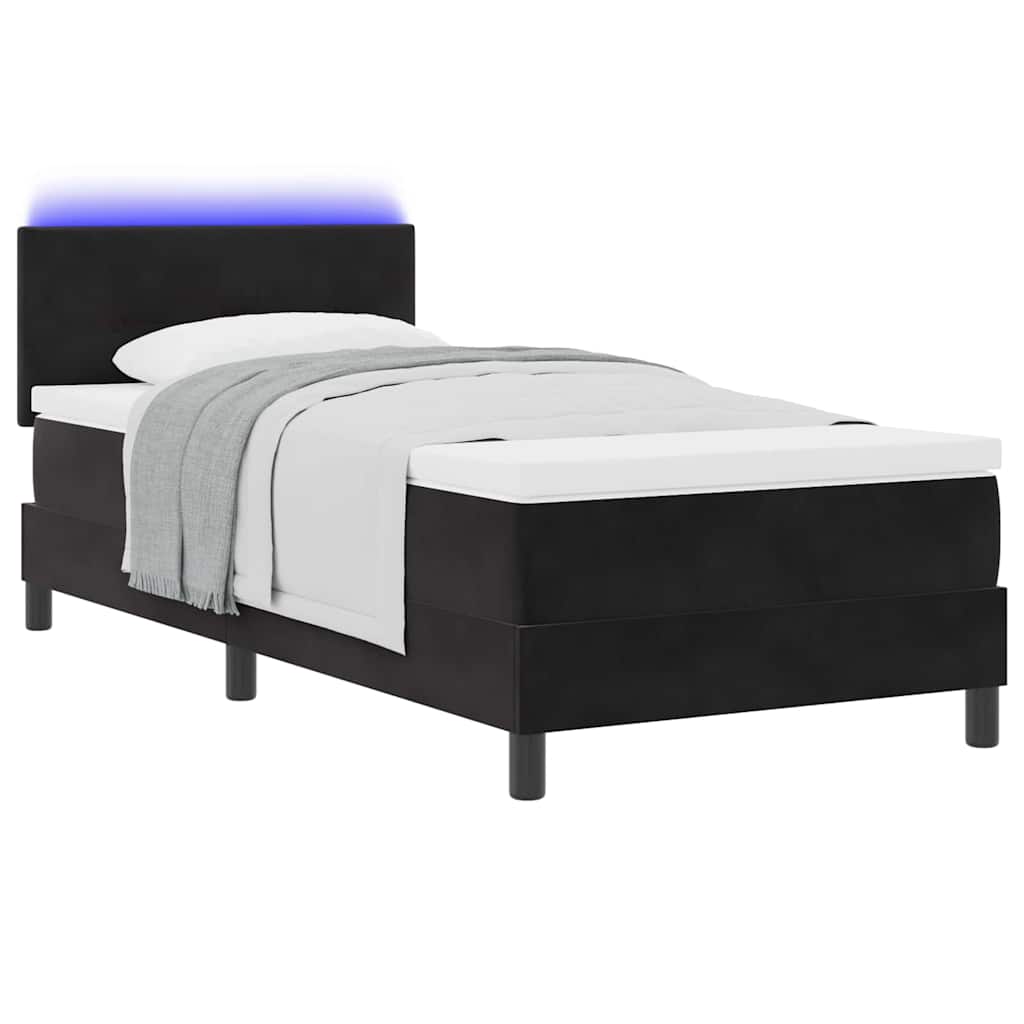 LED Box Spring Krevet s LED trakama Crna 80 x 200 cm Baršun