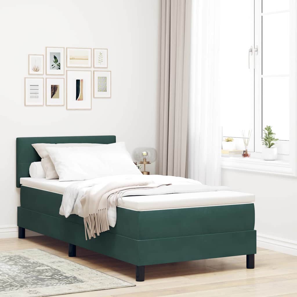 LED Box Spring Krevet Tamnozelena 80 x 200 cm Baršun