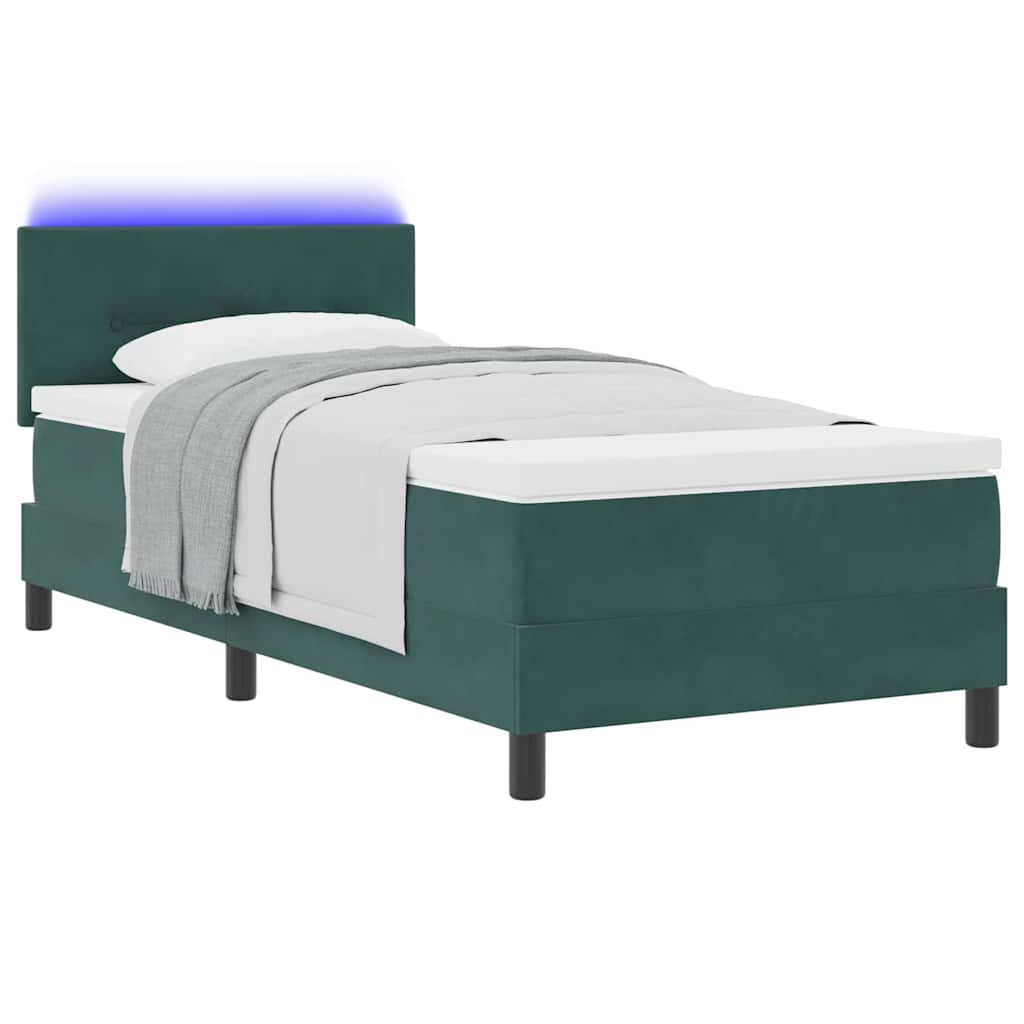 LED Box Spring Krevet Tamnozelena 80 x 200 cm Baršun