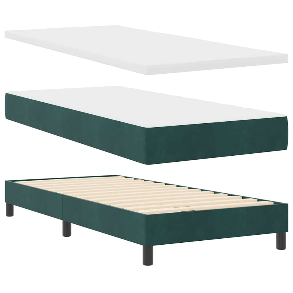 LED Box Spring Krevet Tamnozelena 90 x 190 cm Baršun