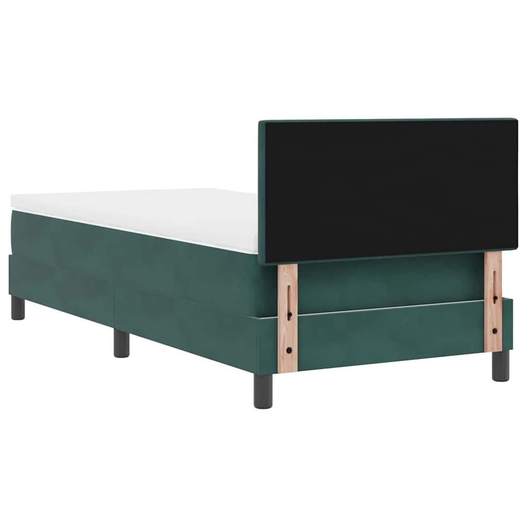LED Box Spring Krevet Tamnozelena 90 x 190 cm Baršun