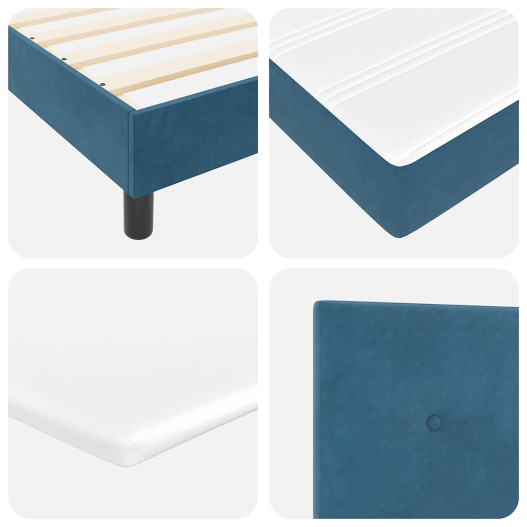 LED Box Spring Krevet Tamno plava 90 x 190 cm Baršun