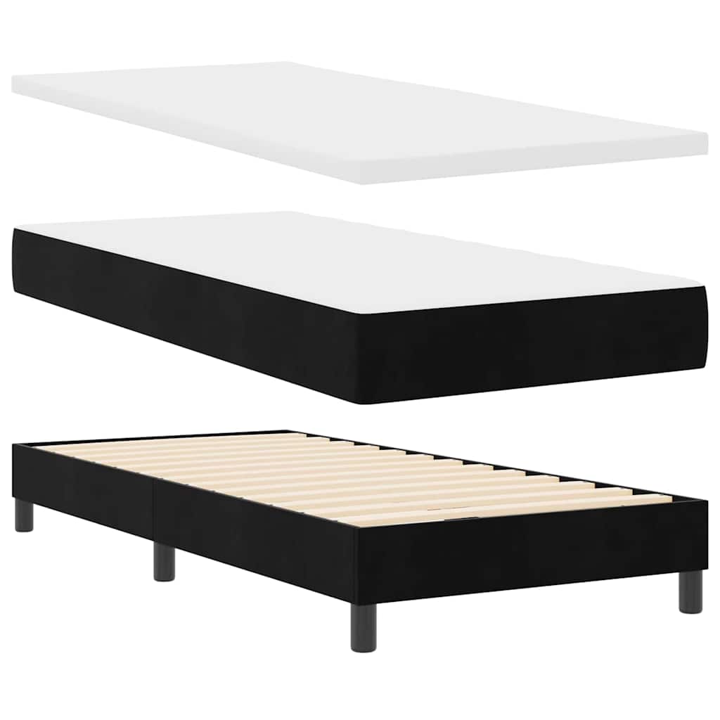 LED Box Spring Krevet s LED trakama Crna 90 x 200 cm Baršun