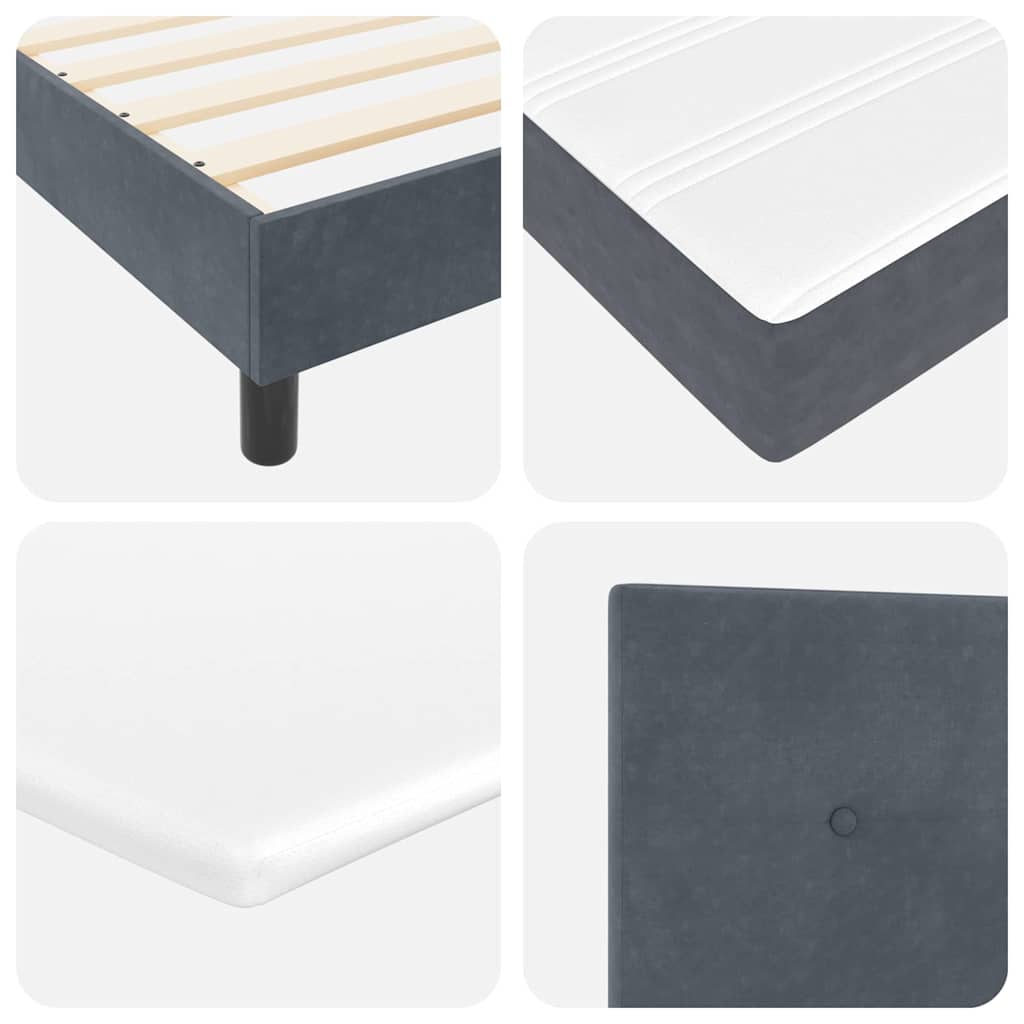 LED Box Spring Krevet Tamno siva 120 x 200 cm Baršun