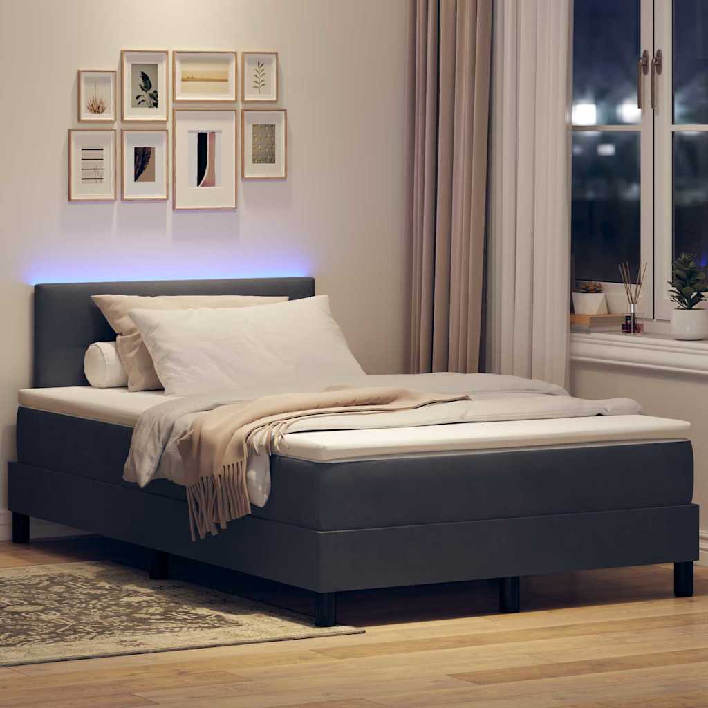 LED Box Spring Krevet Tamno siva 120 x 200 cm Baršun