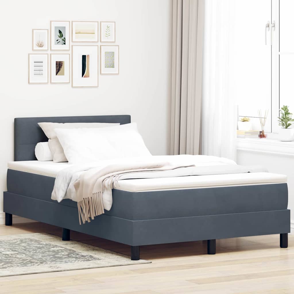LED Box Spring Krevet Tamno siva 120 x 200 cm Baršun