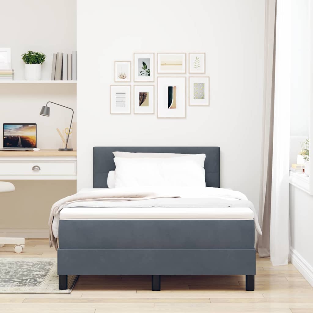 LED Box Spring Krevet Tamno siva 120 x 200 cm Baršun