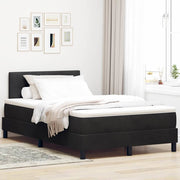 LED Box Spring Krevet s jastukom Crna 120 x 200 cm Baršun