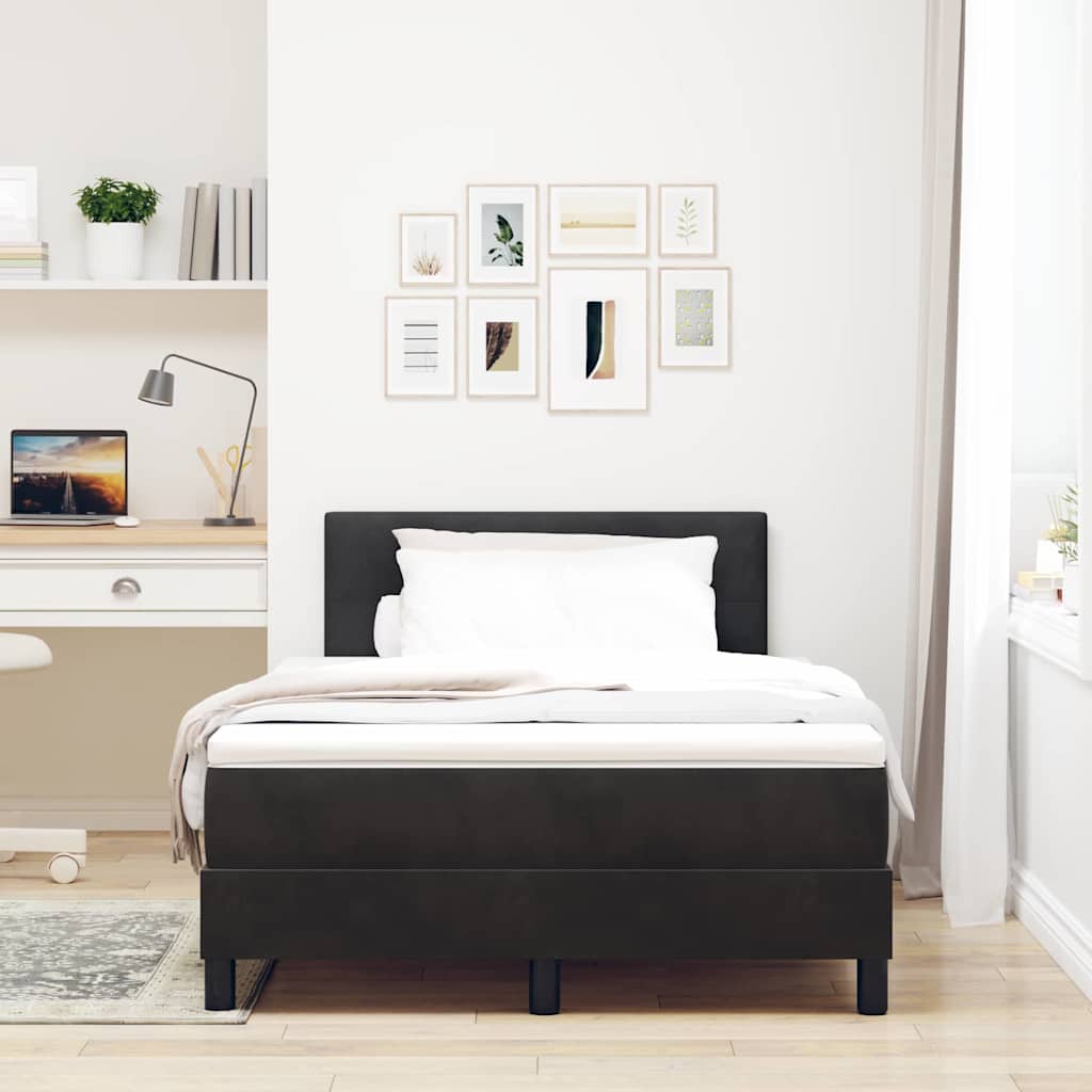 LED Box Spring Krevet s jastukom Crna 120 x 200 cm Baršun
