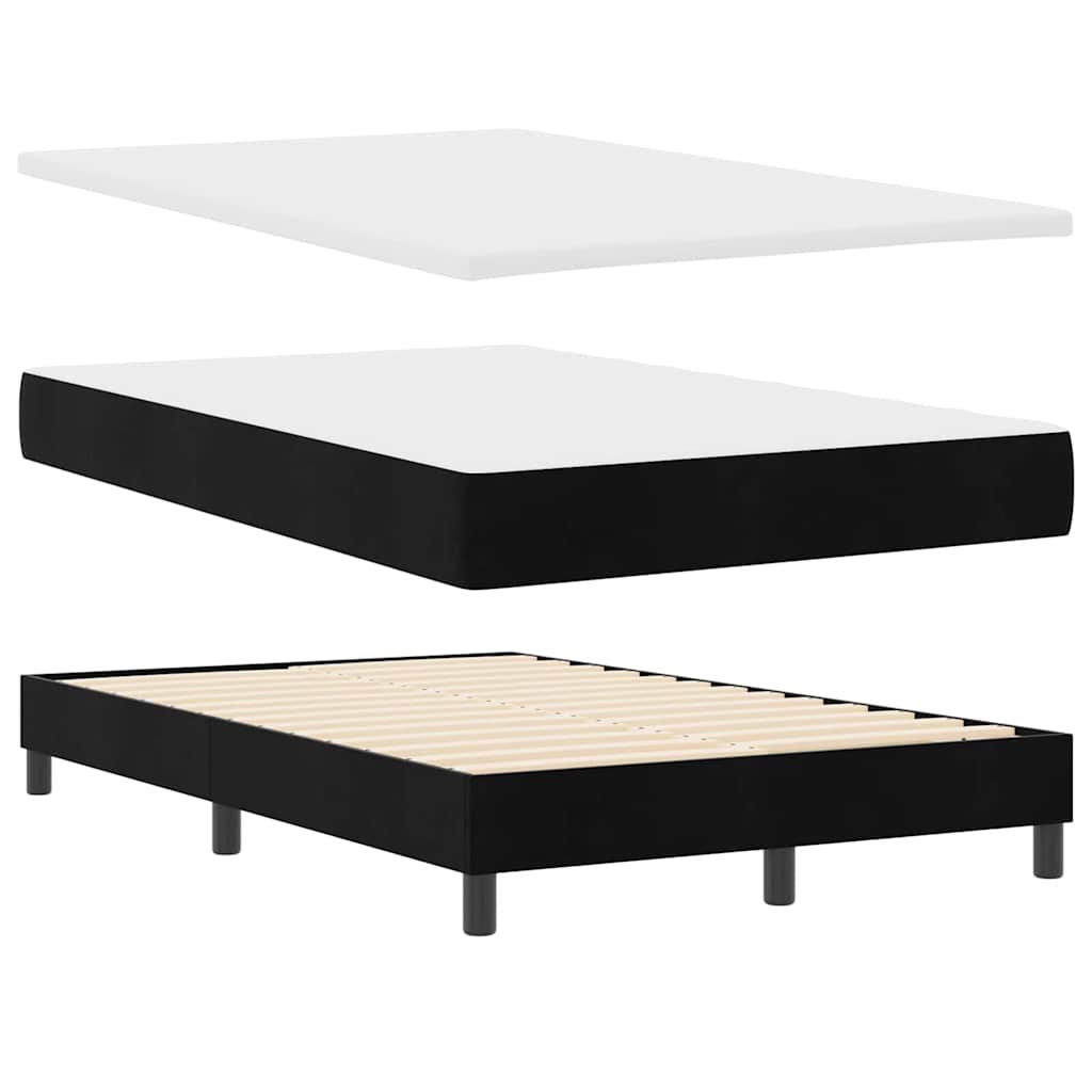 LED Box Spring Krevet s jastukom Crna 120 x 200 cm Baršun