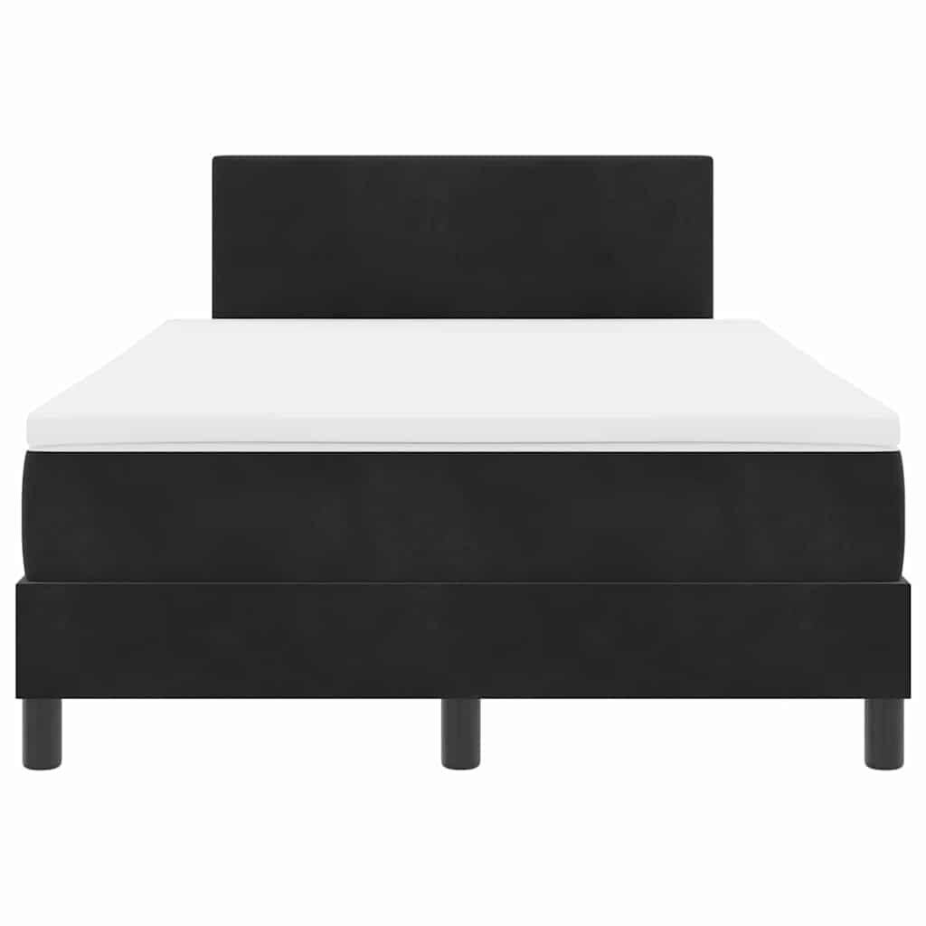 LED Box Spring Krevet s jastukom Crna 120 x 200 cm Baršun