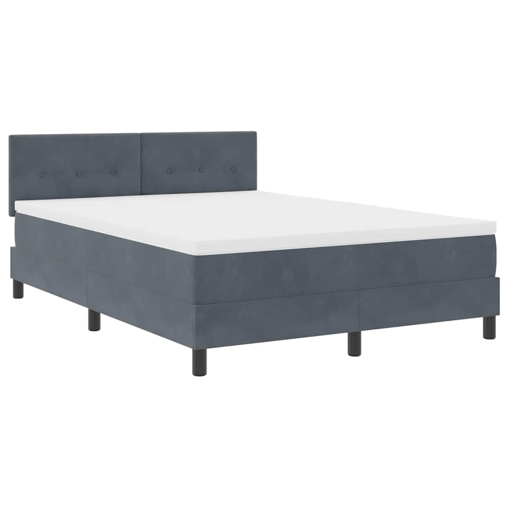 LED Box Spring Krevet Tamno siva 140 x 190 cm Baršun