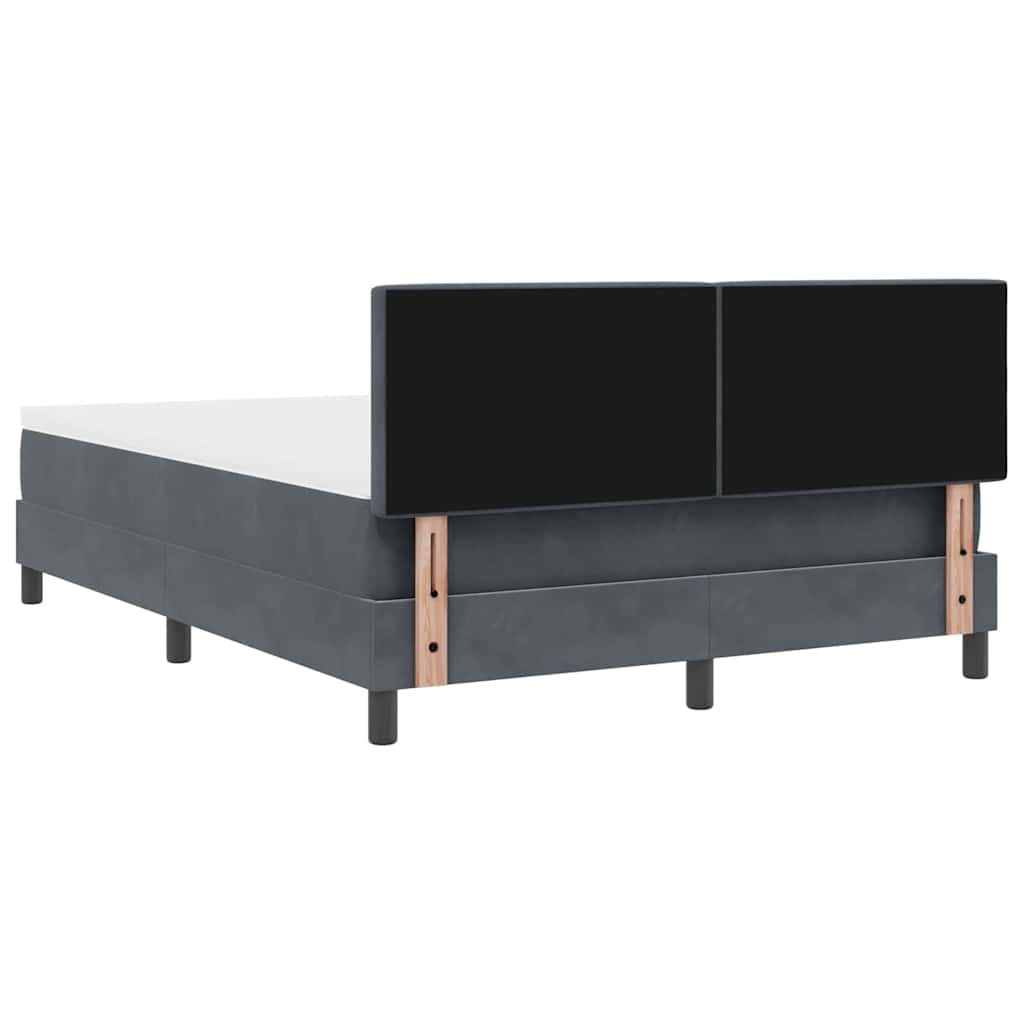 LED Box Spring Krevet Tamno siva 140 x 190 cm Baršun