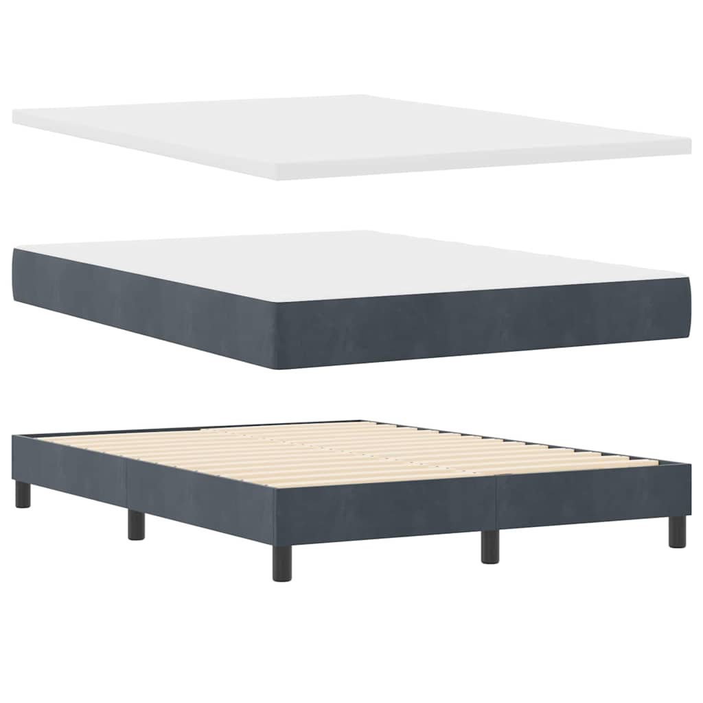 LED Box Spring Krevet Tamno siva 140 x 200 cm Baršun