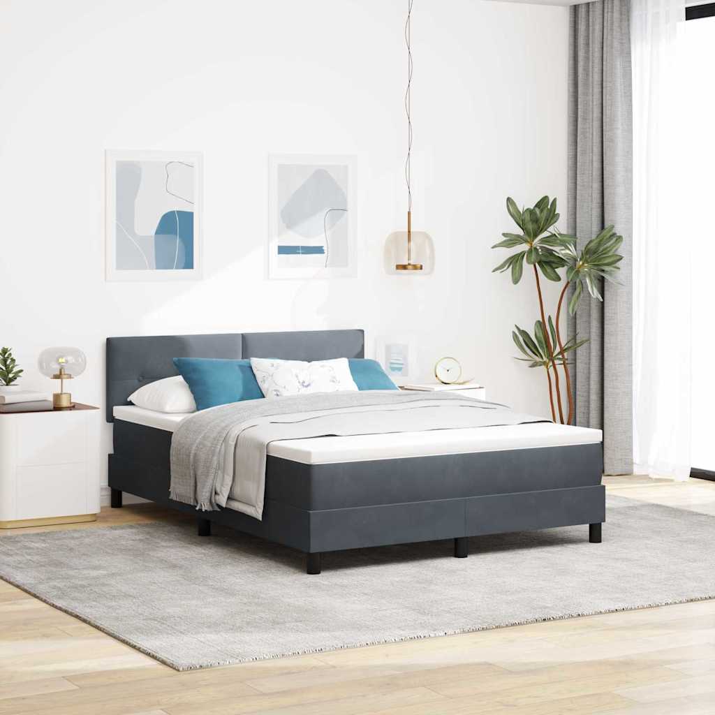 LED Box Spring Krevet Tamno siva 160 x 200 cm Baršun