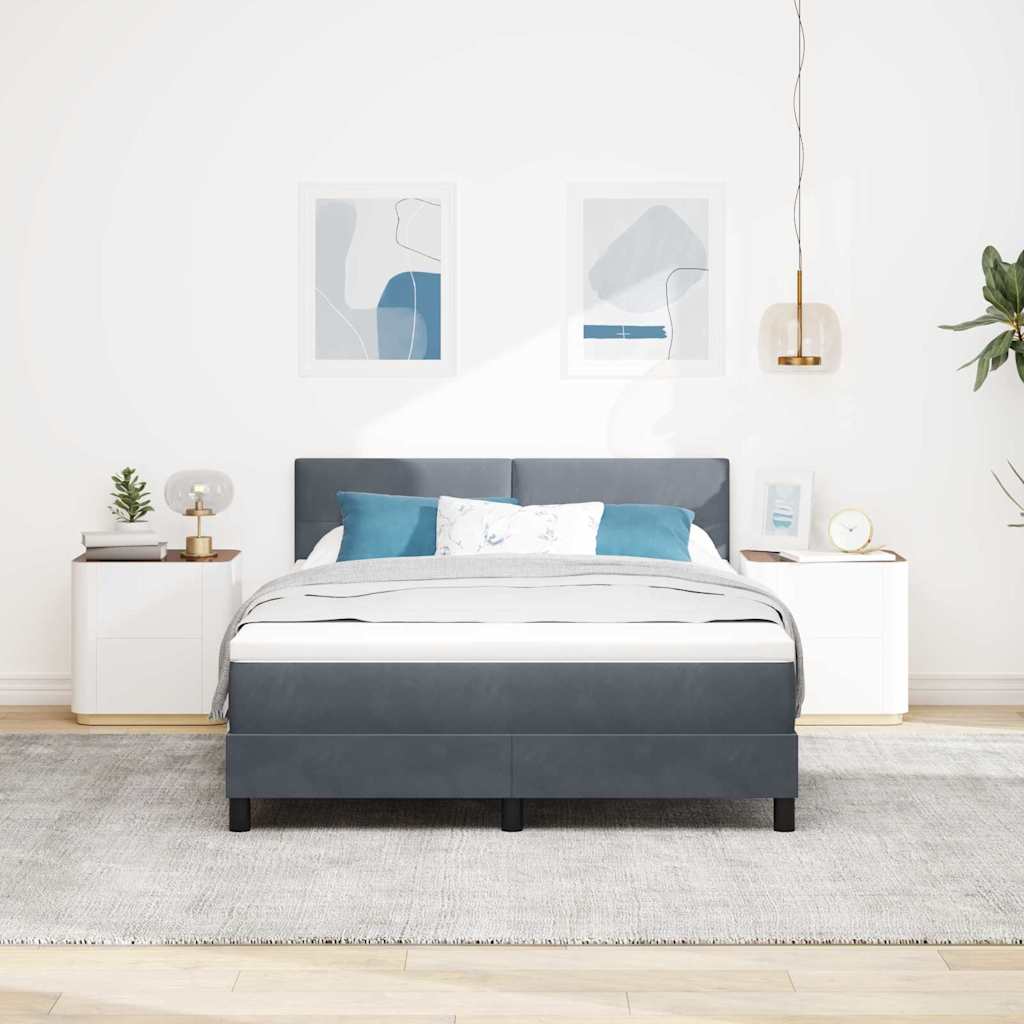 LED Box Spring Krevet Tamno siva 160 x 200 cm Baršun