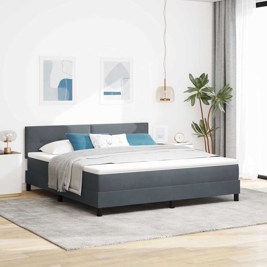 LED Box Spring Krevet Tamno siva 180 x 200 cm Baršun