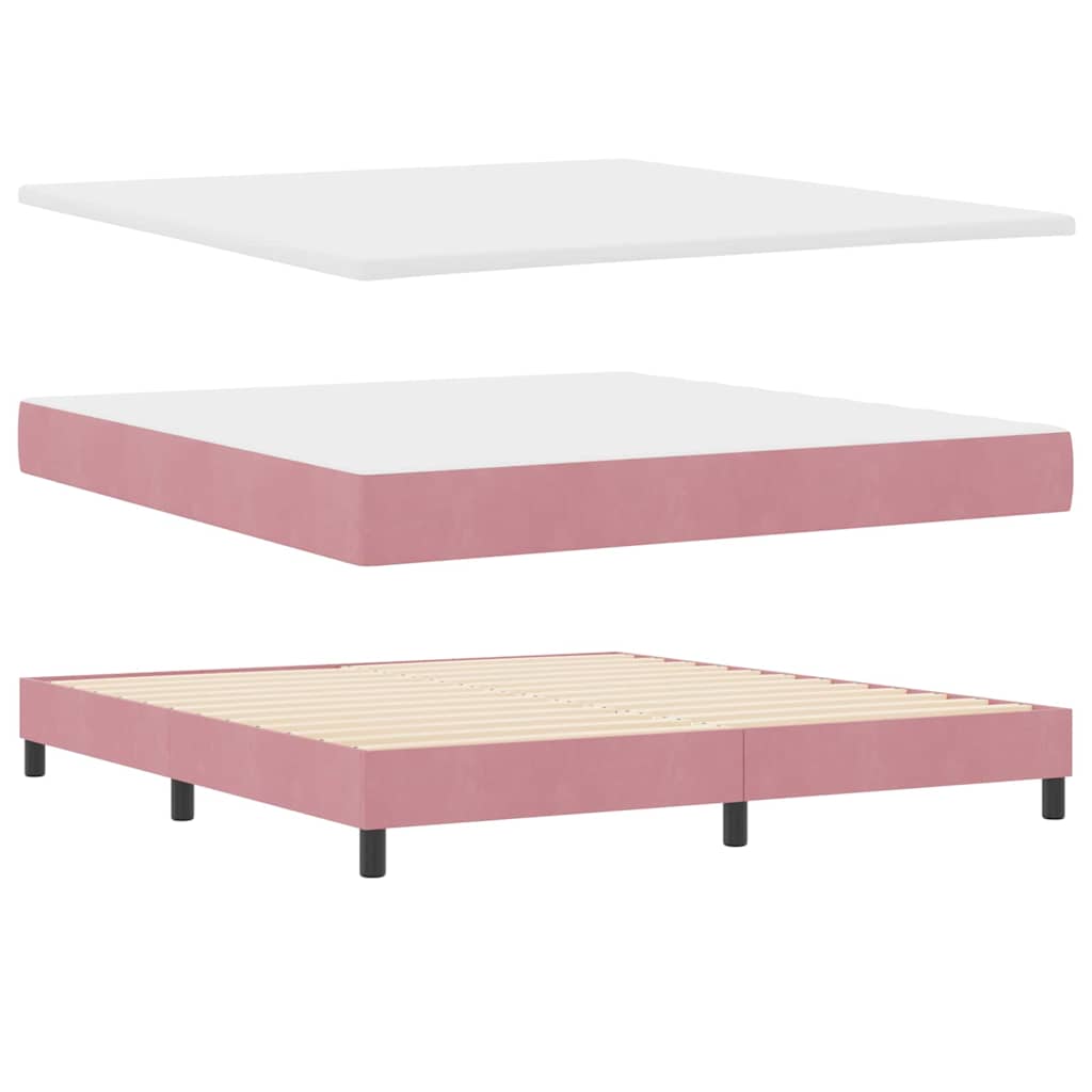 LED Box Spring Krevet Ružičasta 180 x 200 cm Baršun