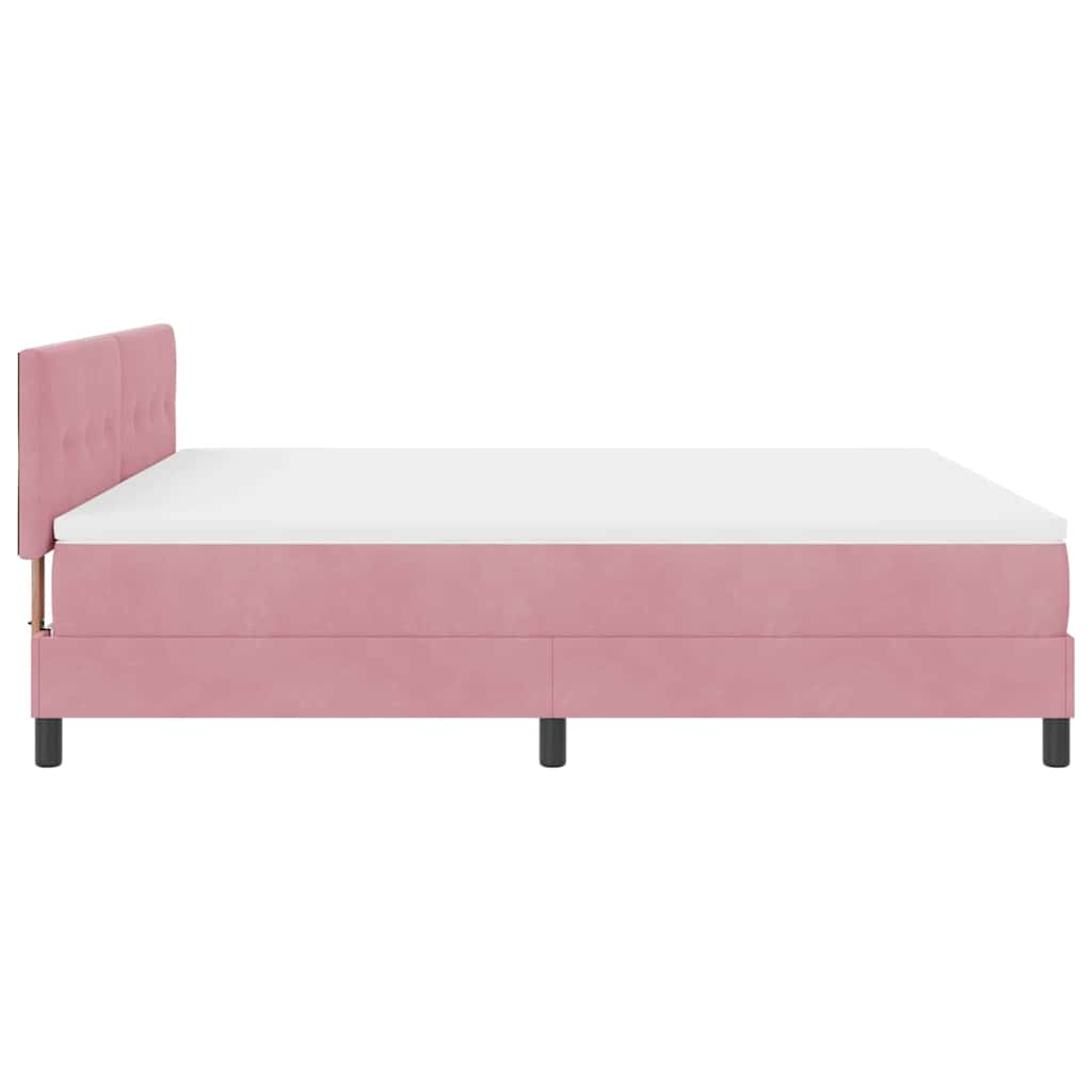 LED Box Spring Krevet Ružičasta 180 x 200 cm Baršun