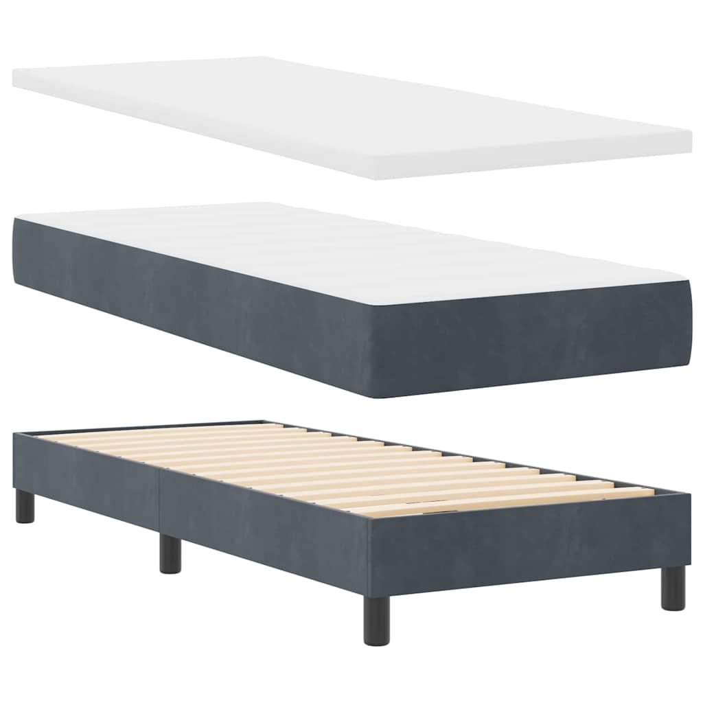 LED Box Spring Krevet Tamno siva 80 x 200 cm Baršun