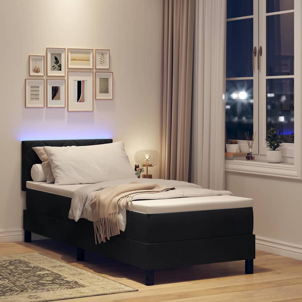 LED Box Spring Krevet s LED trakama Crna 80 x 200 cm Baršun