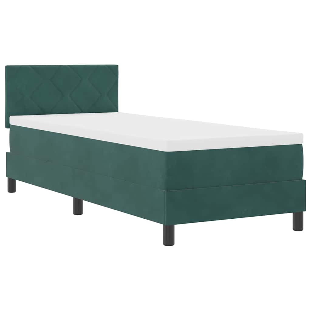 LED Box Spring Krevet Tamnozelena 80 x 200 cm Baršun