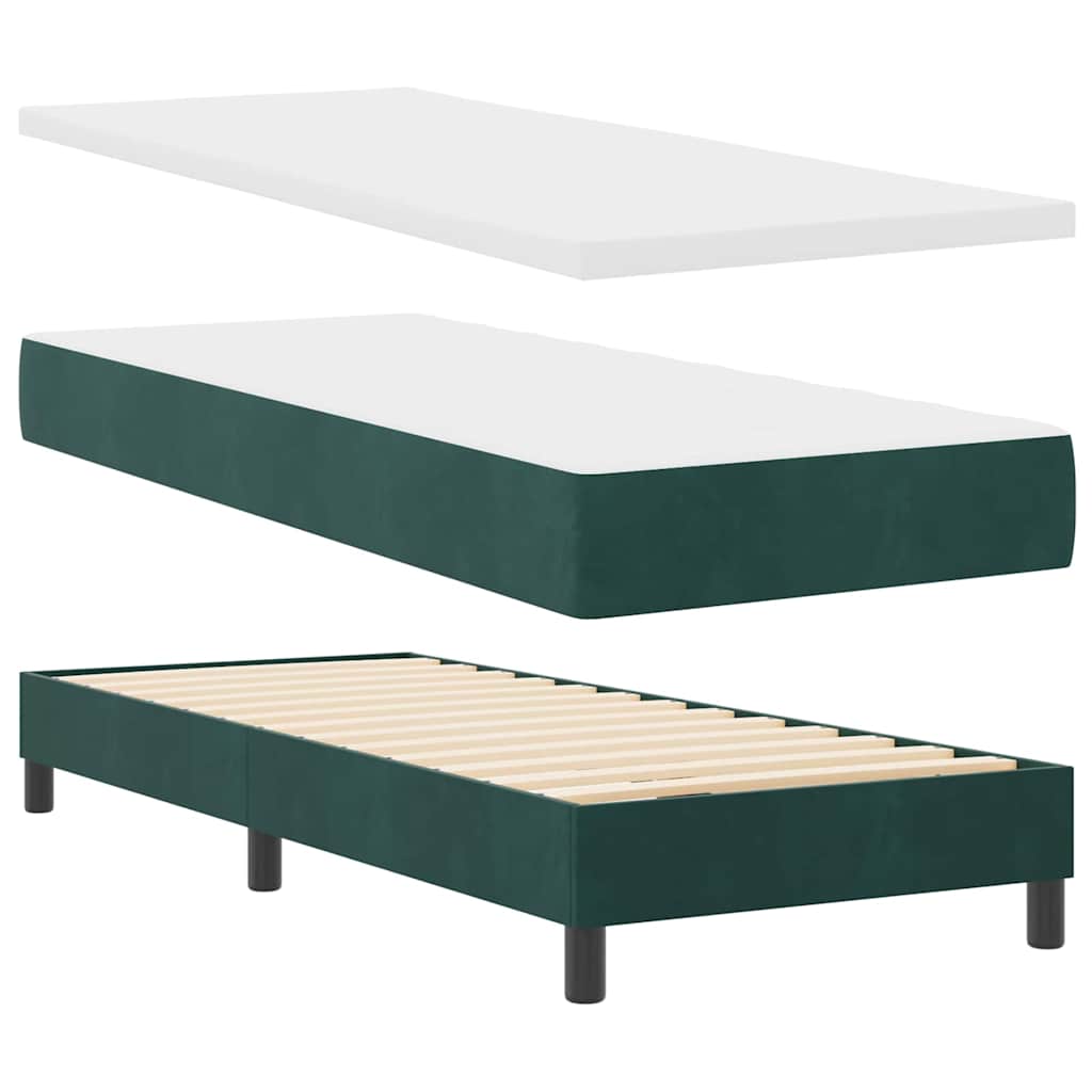 LED Box Spring Krevet Tamnozelena 80 x 200 cm Baršun