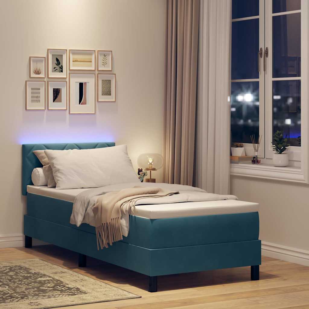 LED Box Spring Krevet Tamno plava 80 x 200 cm Baršun