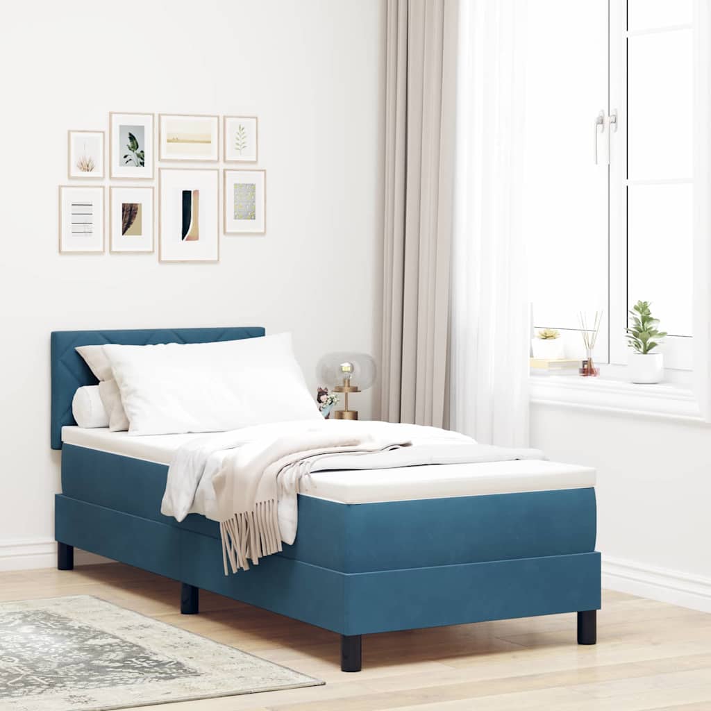 LED Box Spring Krevet Tamno plava 80 x 200 cm Baršun