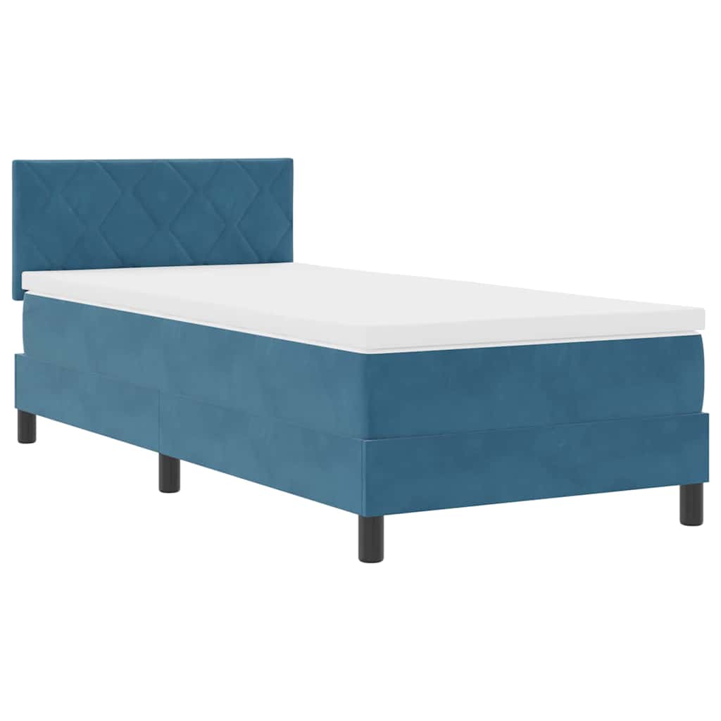 LED Box Spring Krevet Tamno plava 90 x 190 cm Baršun