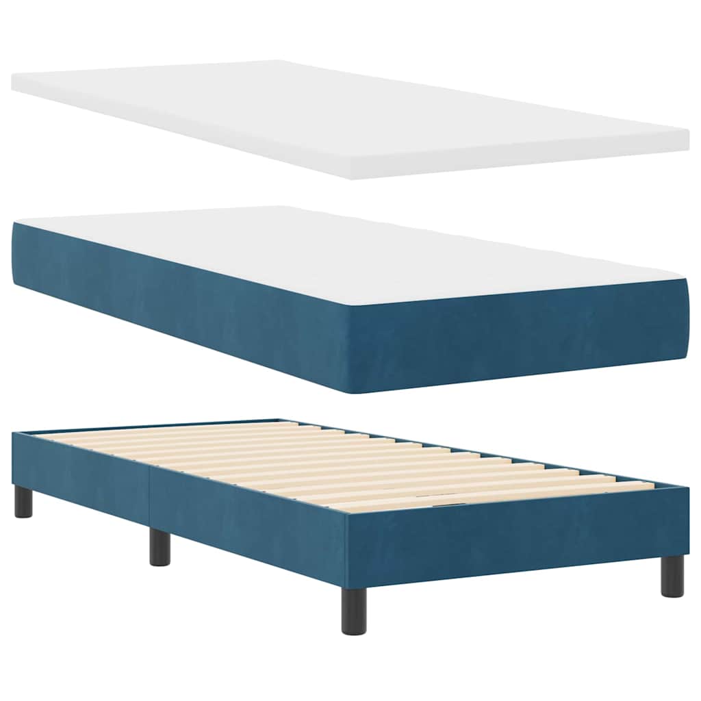 LED Box Spring Krevet Tamno plava 90 x 190 cm Baršun