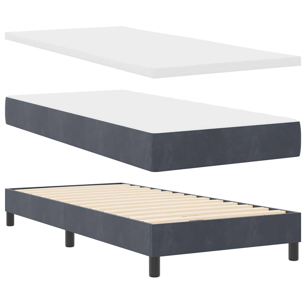 LED Box Spring Krevet Tamno siva 90 x 200 cm Baršun