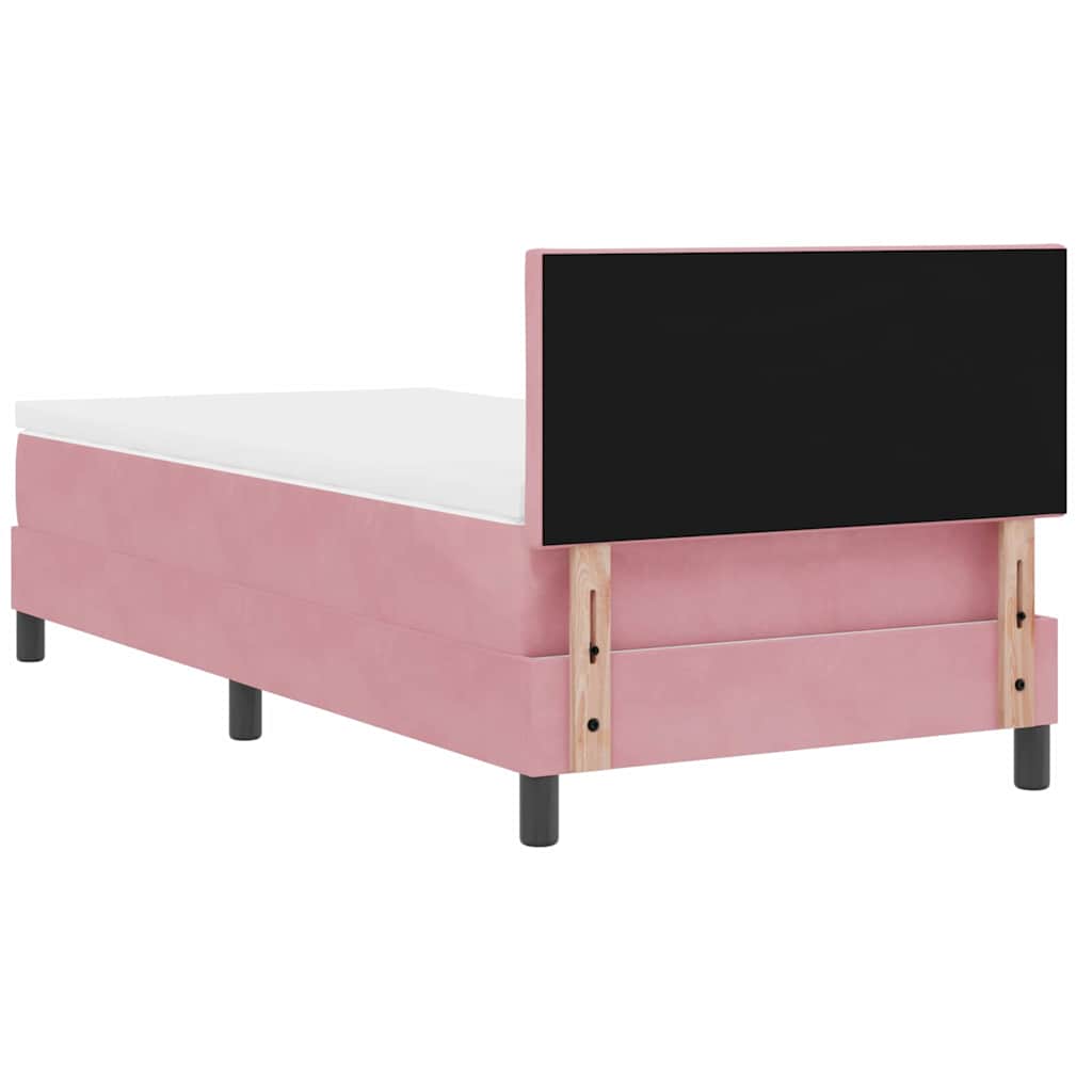 LED Box Spring Krevet Ružičasta 100 x 200 cm Baršun