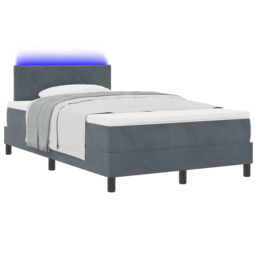 LED Box Spring Krevet Tamno siva 120 x 190 cm Baršun