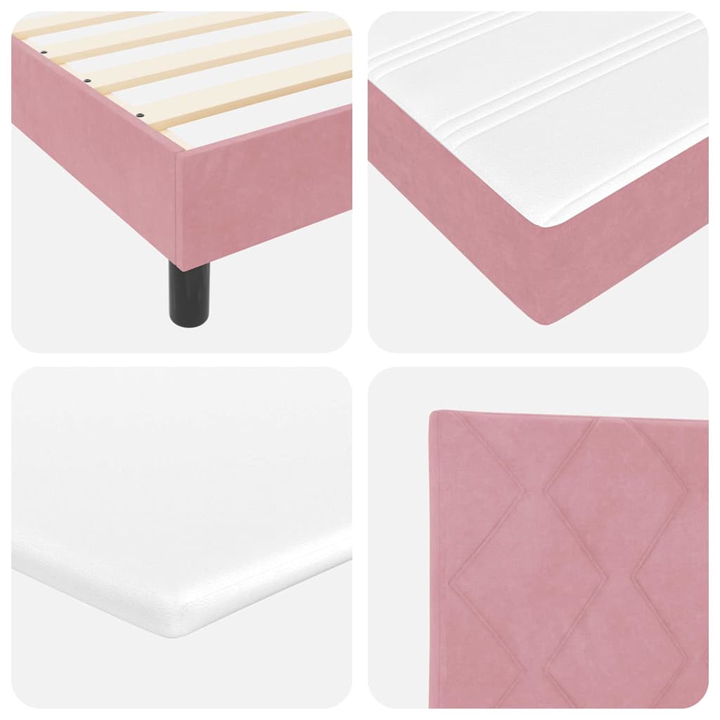 LED Box Spring Krevet Ružičasta 120 x 190 cm Baršun