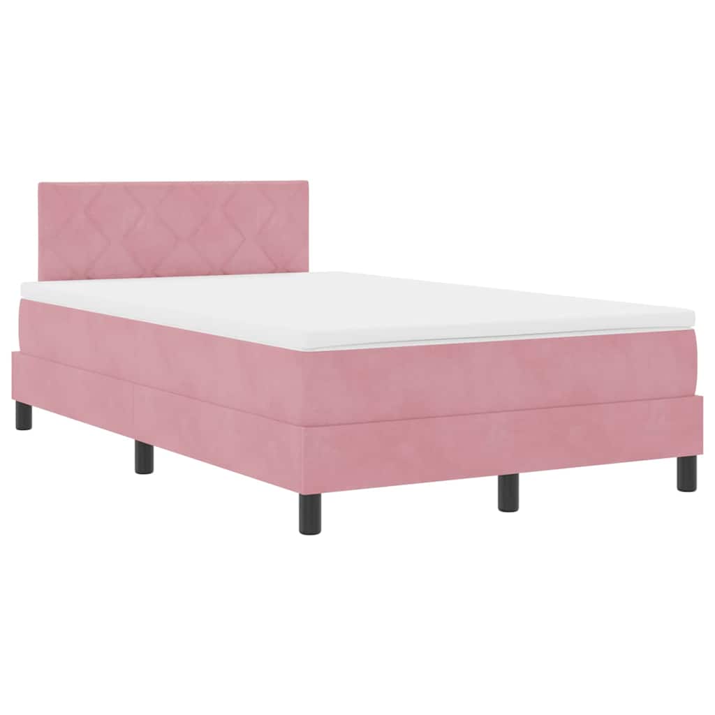 LED Box Spring Krevet Ružičasta 120 x 190 cm Baršun