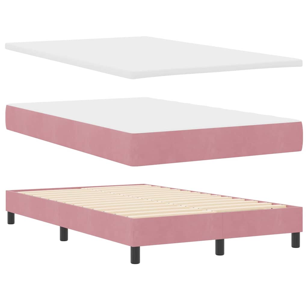 LED Box Spring Krevet Ružičasta 120 x 190 cm Baršun