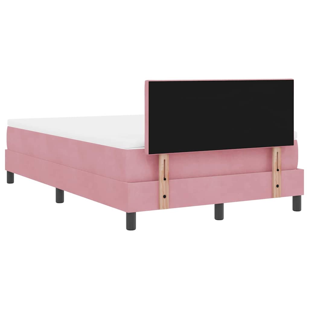 LED Box Spring Krevet Ružičasta 120 x 190 cm Baršun