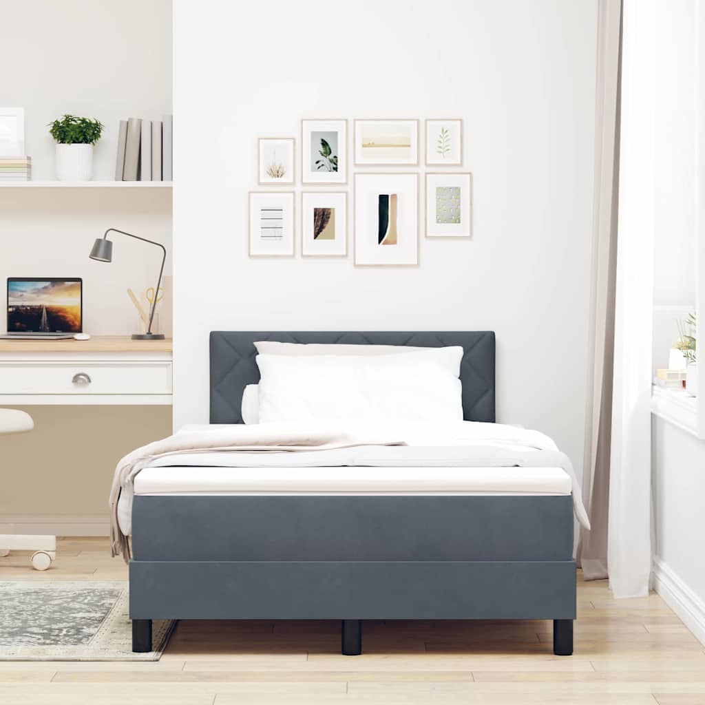 LED Box Spring Krevet Tamno siva 120 x 200 cm Baršun
