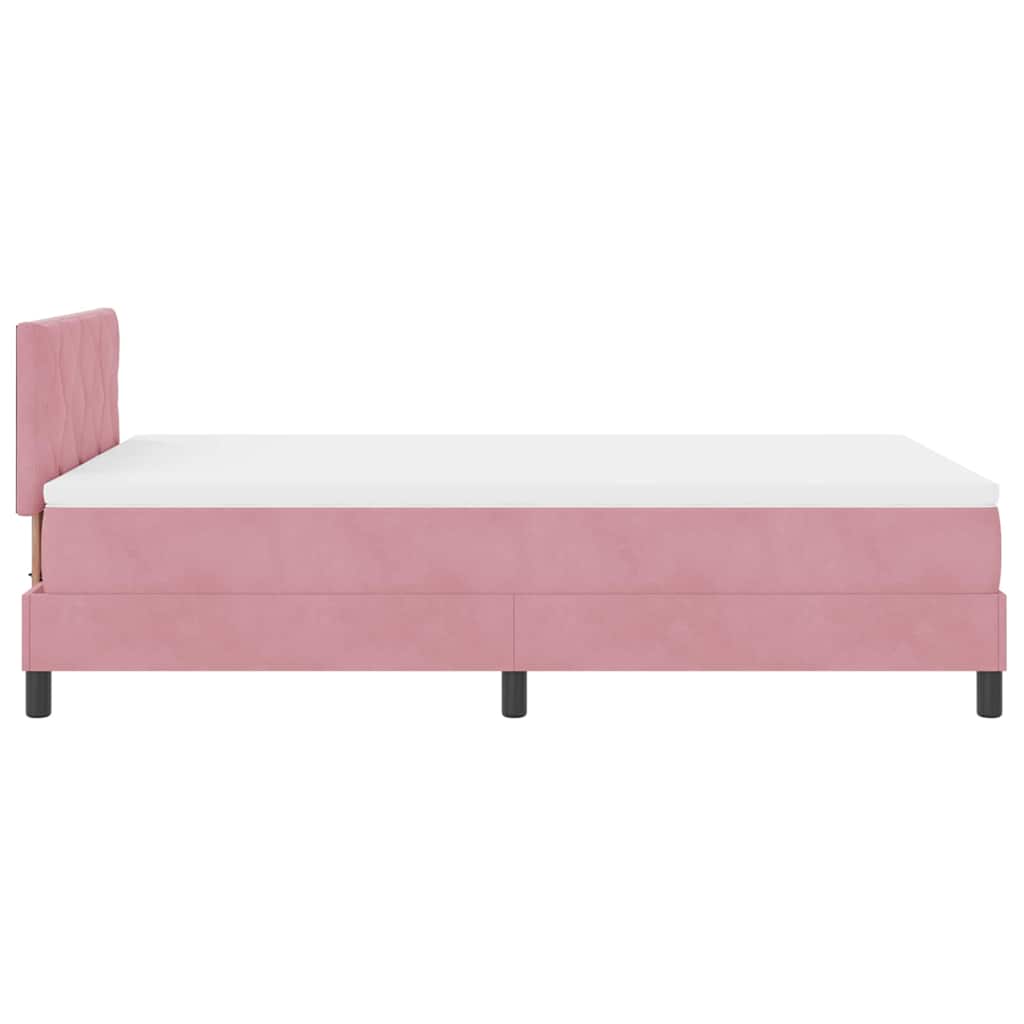 LED Box Spring Krevet Ružičasta 120 x 200 cm Baršun