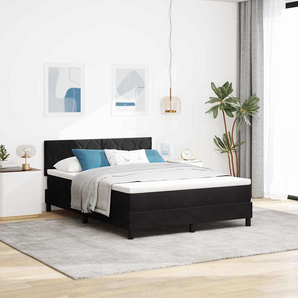 LED Box Spring Krevet s LED trakama Crna 140 x 200 cm Baršun