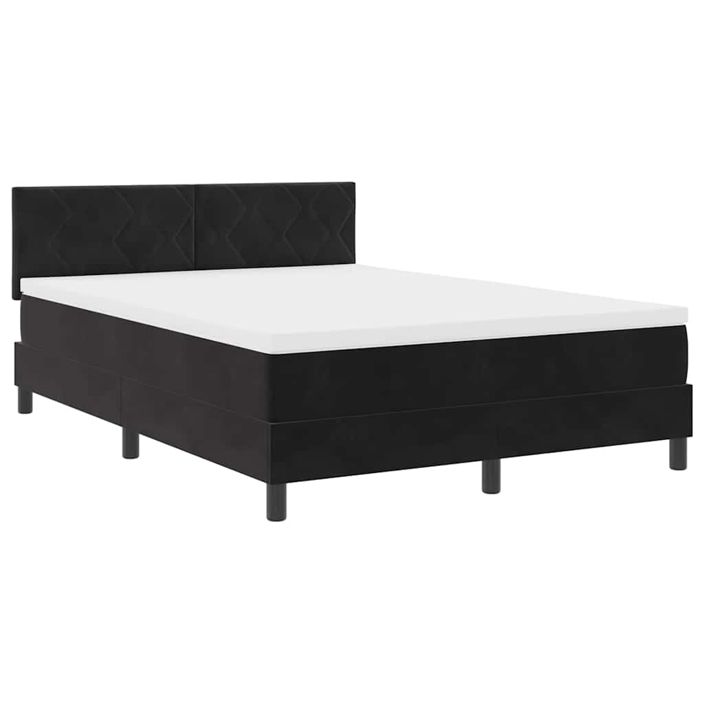LED Box Spring Krevet s LED trakama Crna 140 x 200 cm Baršun