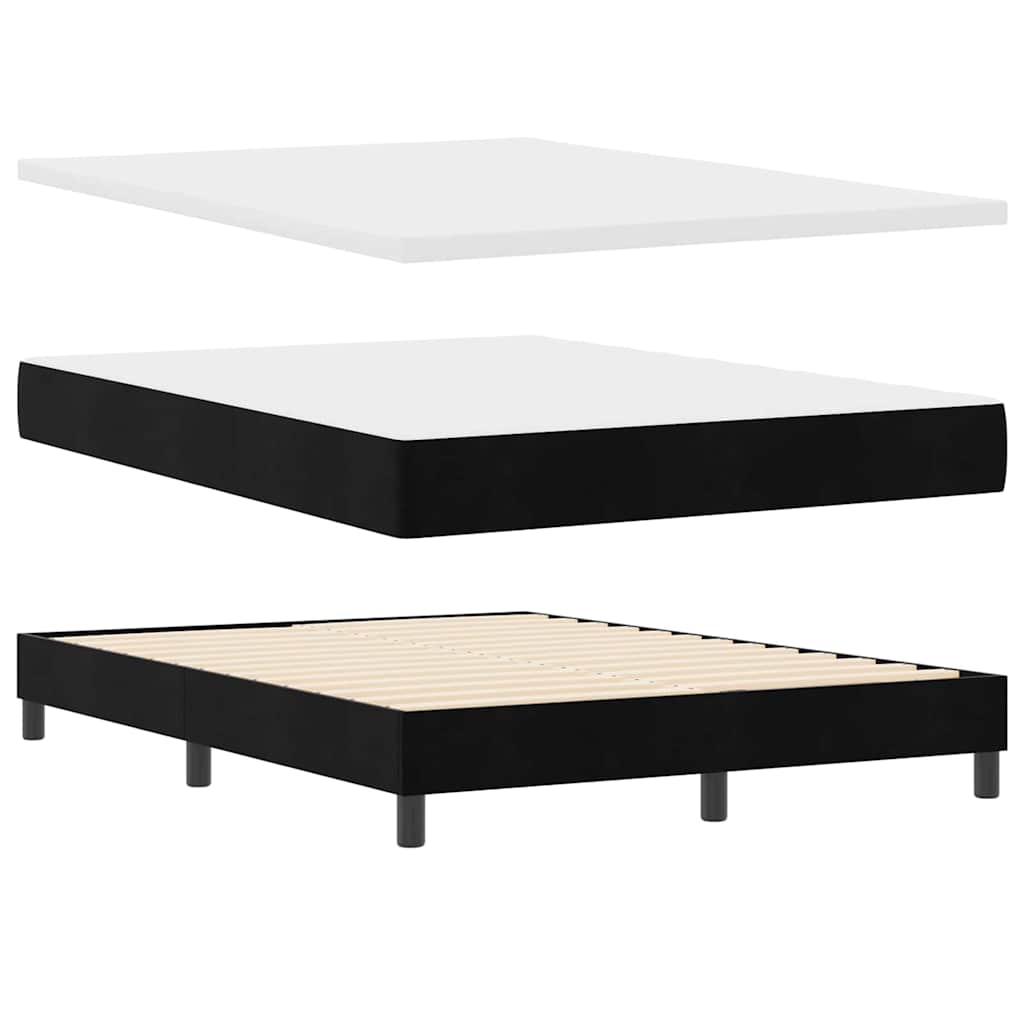 LED Box Spring Krevet s LED trakama Crna 140 x 200 cm Baršun