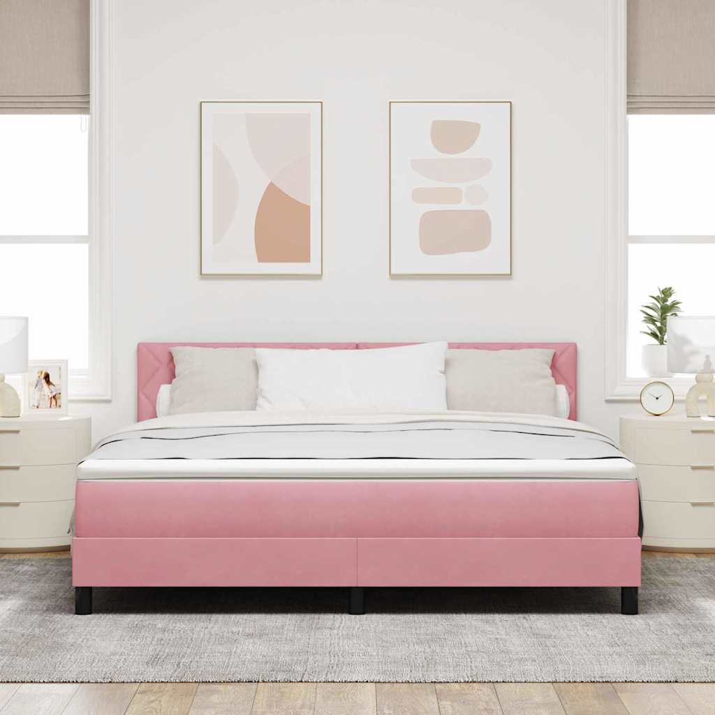 LED Box Spring Krevet Ružičasta 180 x 200 cm Baršun