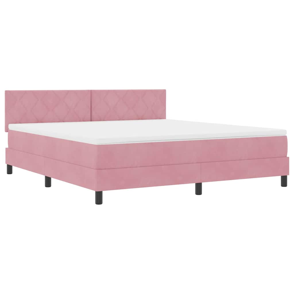 LED Box Spring Krevet Ružičasta 180 x 200 cm Baršun