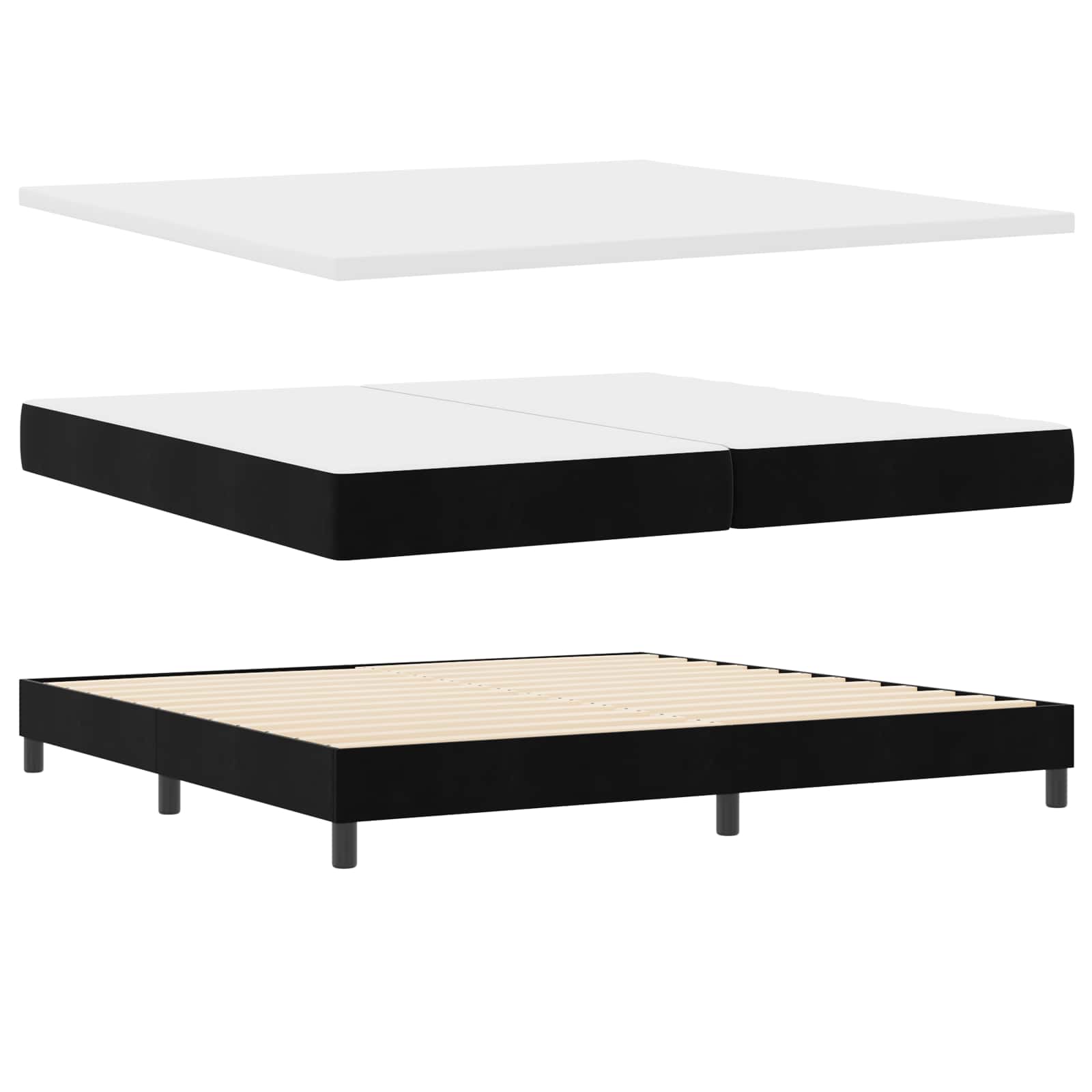 LED Box Spring Krevet s LED trakama Crna 200 x 200 cm Baršun