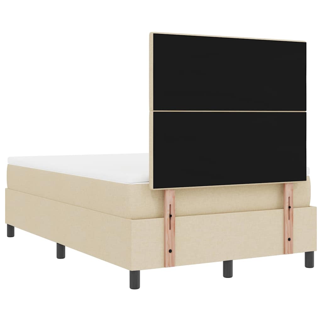 Krevet s opruga kutije s LED trakama Krema 120 x 190 cm tkanina