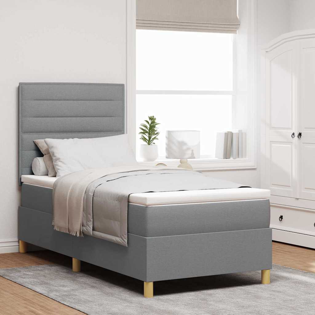 LED Box Spring Krevet Svijetlo siva 80 x 200 cm tkanina Svjetlosiva