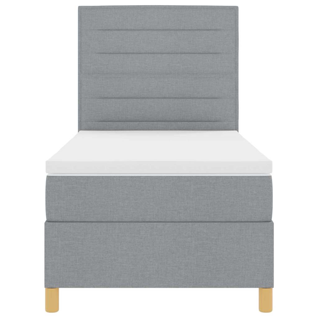 LED Box Spring Krevet Svijetlo siva 80 x 200 cm tkanina Svjetlosiva