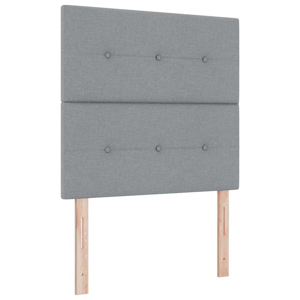 LED Box Spring Krevet Svijetlo siva 90 x 190 cm tkanina Svjetlosiva